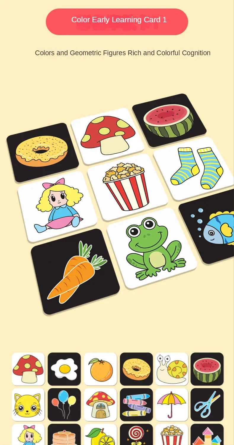 Baby Montessori Visual Stimulation Card Black and White Cards High Contrast Visual Stimulation Shape Card Toddler Cognitive Toys