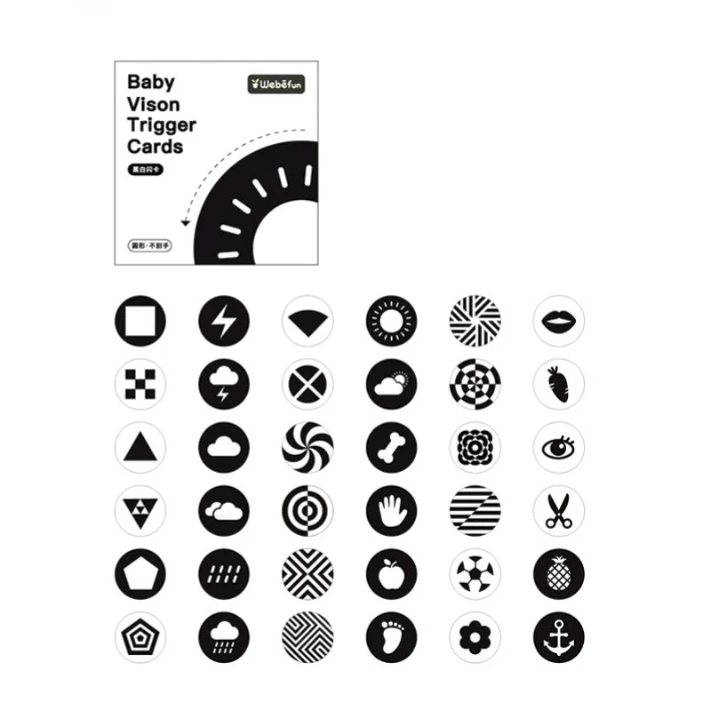 Black and White Cards High Contrast Baby Toys 0-36 Months Newborns Visual Stimulation Brain Development Learning Flash Cards