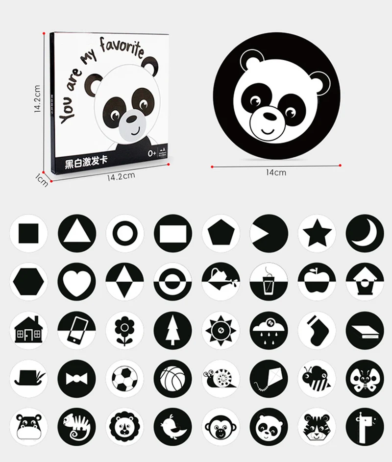 Black and White Cards High Contrast Baby Toys 0-36 Months Newborns Visual Stimulation Brain Development Learning Flash Cards