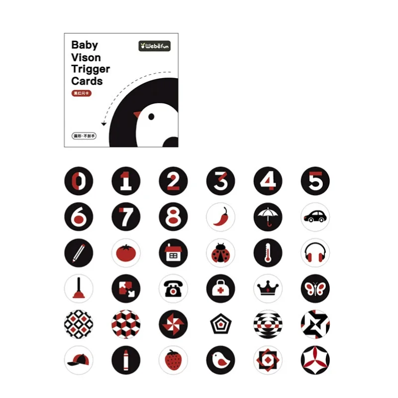 Black and White Cards High Contrast Baby Toys 0-36 Months Newborns Visual Stimulation Brain Development Learning Flash Cards