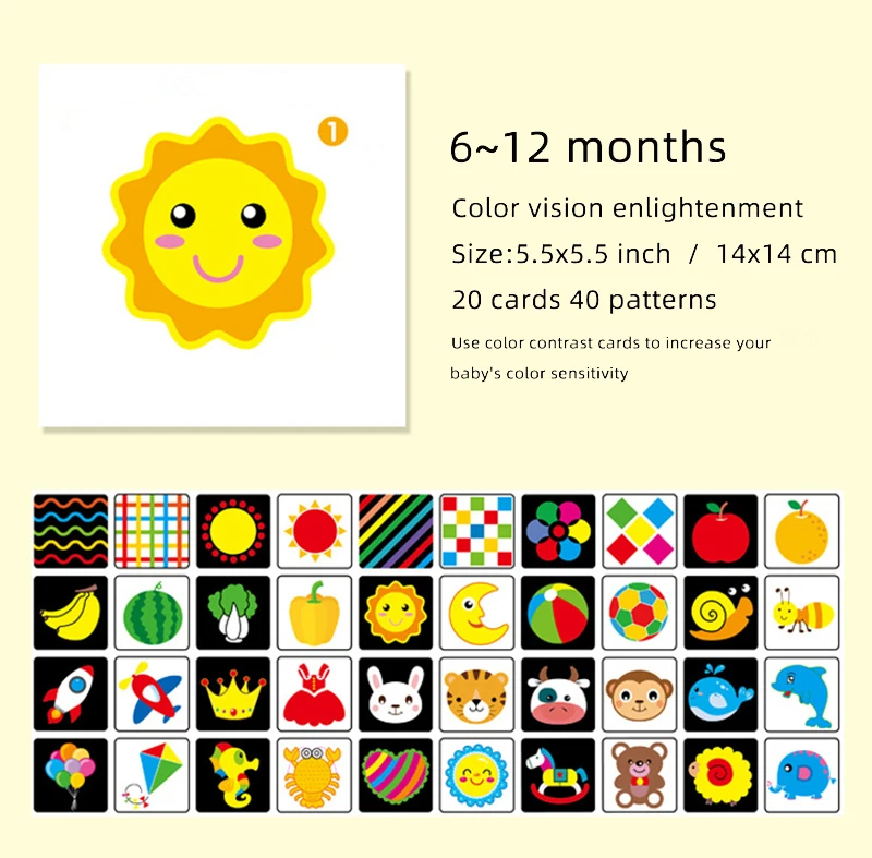 Black and White Cards High Contrast Baby Toys 0-36 Months Newborns Visual Stimulation Brain Development Learning Flash Cards