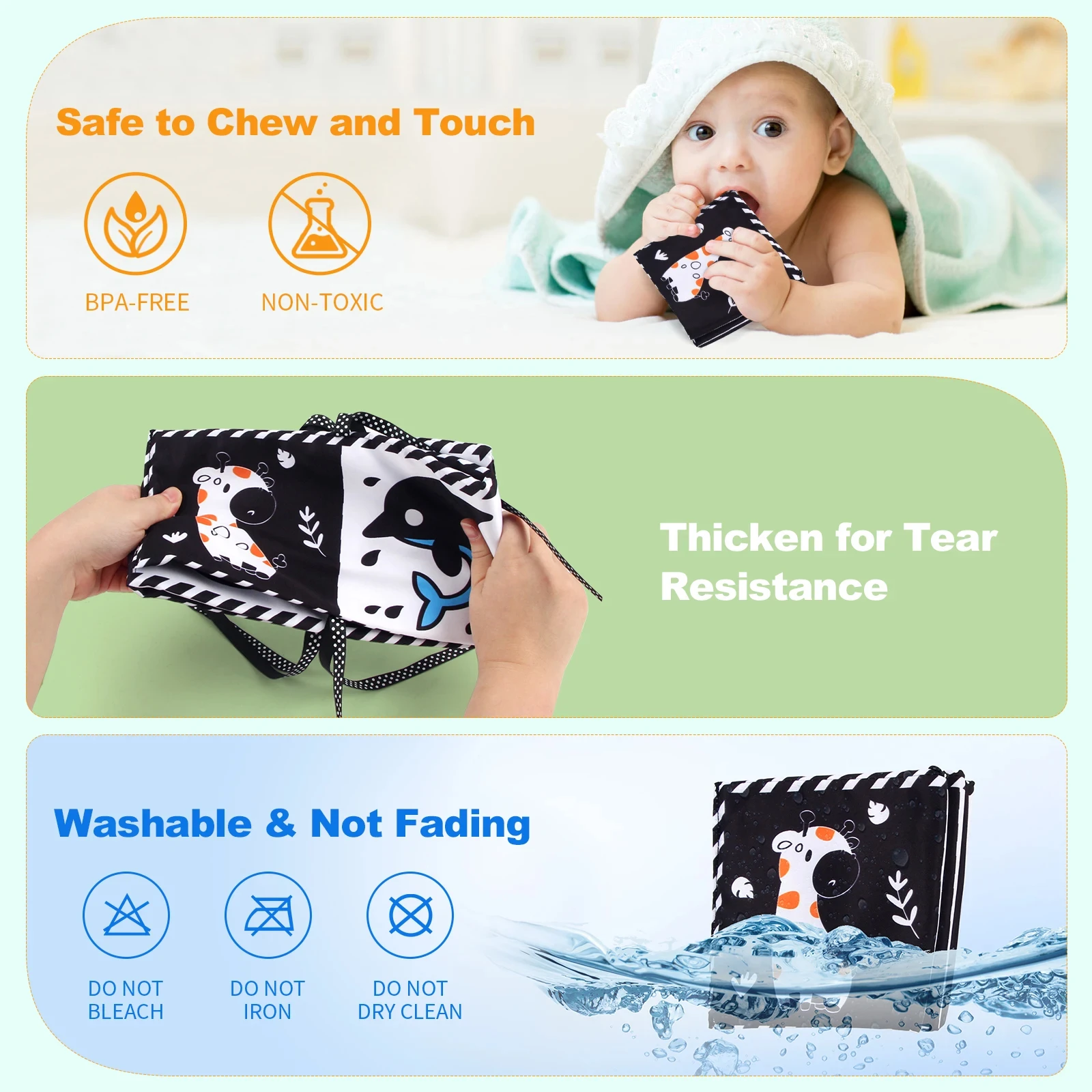 Black and White Cards High Contrast Baby Toys 0-36 Months Newborns Visual Stimulation Brain Development Learning Flash Cards