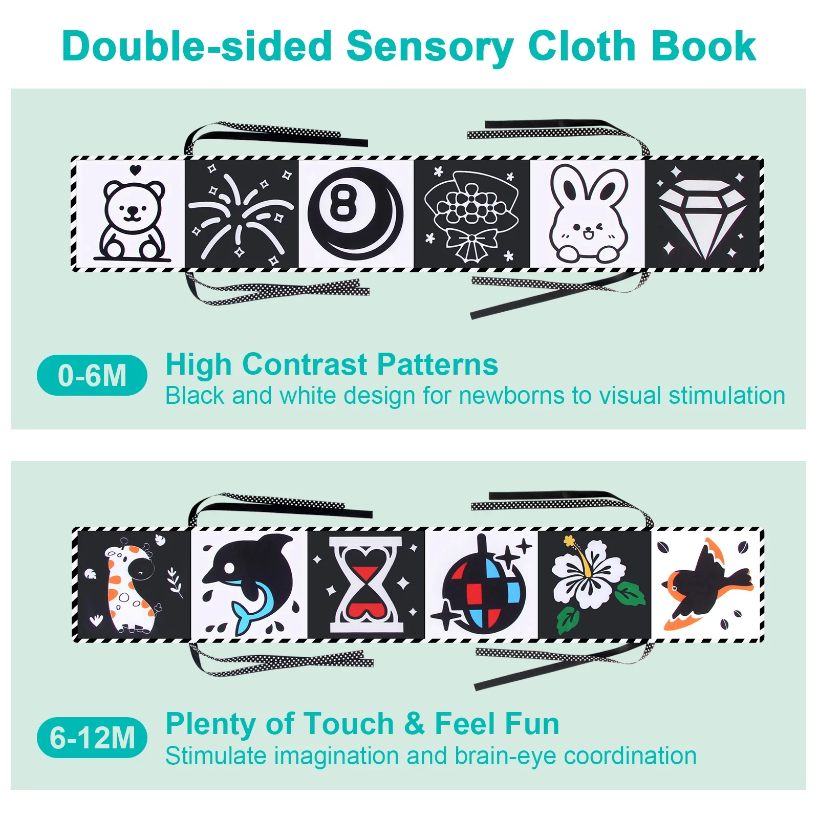 Black and White Cards High Contrast Baby Toys 0-36 Months Newborns Visual Stimulation Brain Development Learning Flash Cards