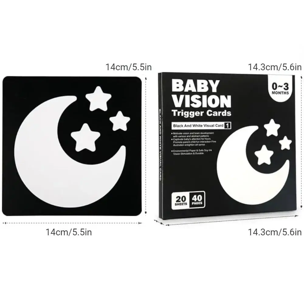 Paper Vision Stimulation Cards Double sided Waterproof Black White High Contrast Card Stimulate Newborn Visual Card Learning