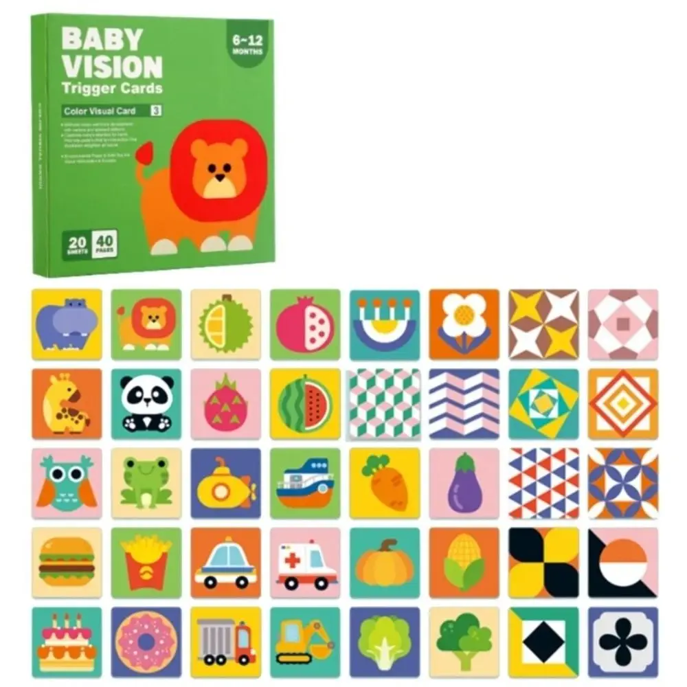 Paper Vision Stimulation Cards Double sided Waterproof Black White High Contrast Card Stimulate Newborn Visual Card Learning