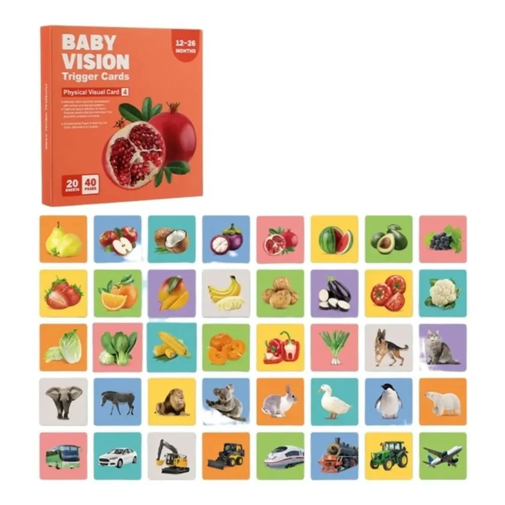 Paper Vision Stimulation Cards Double sided Waterproof Black White High Contrast Card Stimulate Newborn Visual Card Learning