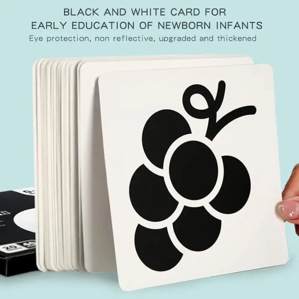 Paper Vision Stimulation Cards Double sided Waterproof Black White High Contrast Card Stimulate Newborn Visual Card Learning