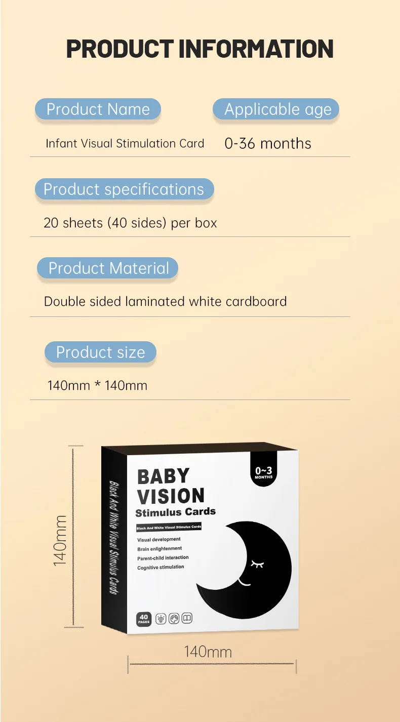 Baby Montessori Visual Stimulation Card Black and White Cards High Contrast Visual Stimulation Shape Card Toddler Cognitive Toys