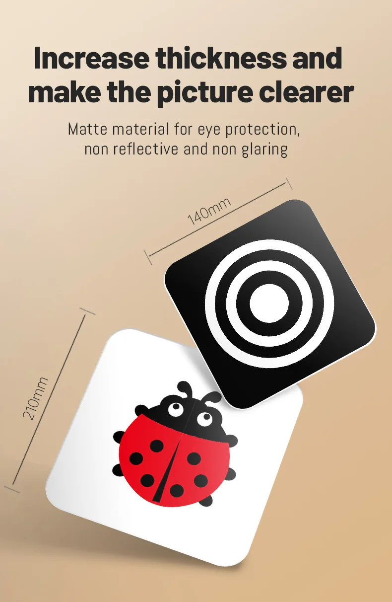 Baby Montessori Visual Stimulation Card Black and White Cards High Contrast Visual Stimulation Shape Card Toddler Cognitive Toys