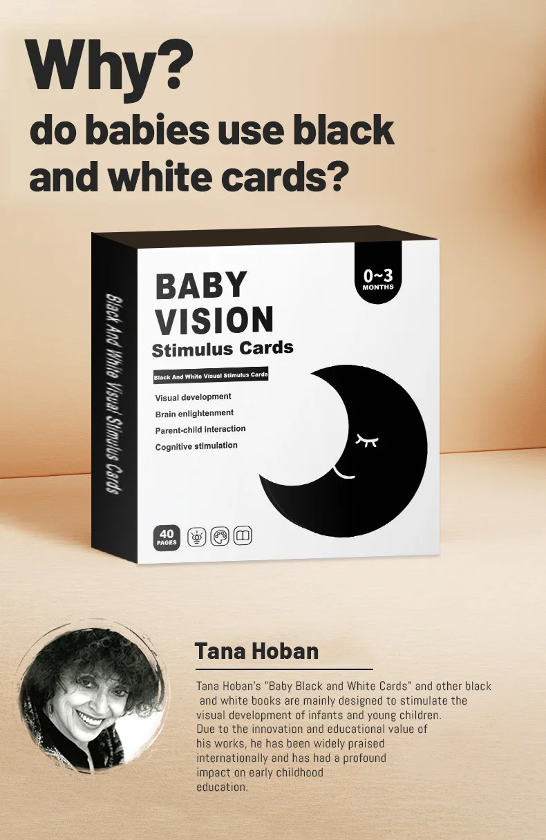 Baby Montessori Visual Stimulation Card Black and White Cards High Contrast Visual Stimulation Shape Card Toddler Cognitive Toys
