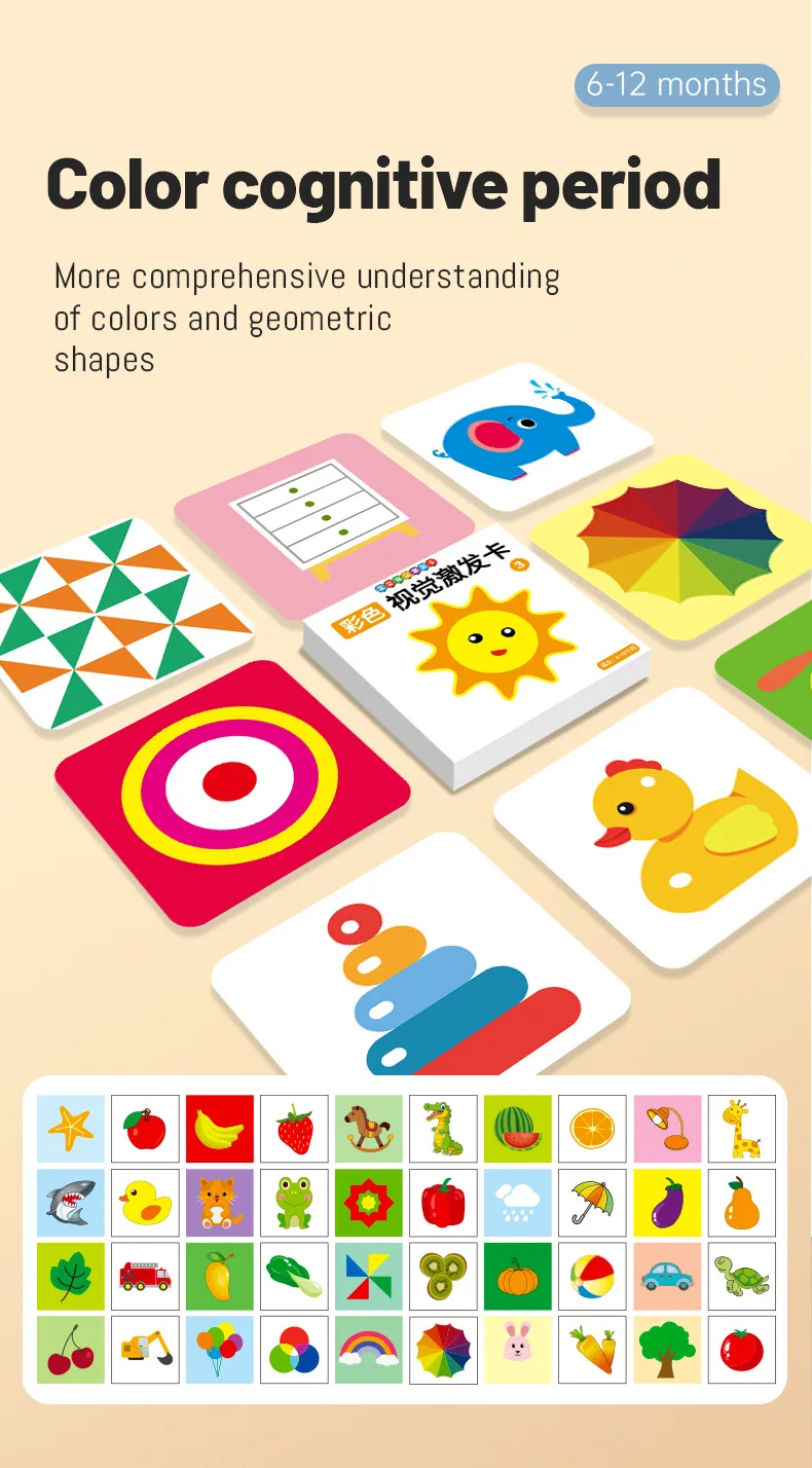 Baby Montessori Visual Stimulation Card Black and White Cards High Contrast Visual Stimulation Shape Card Toddler Cognitive Toys