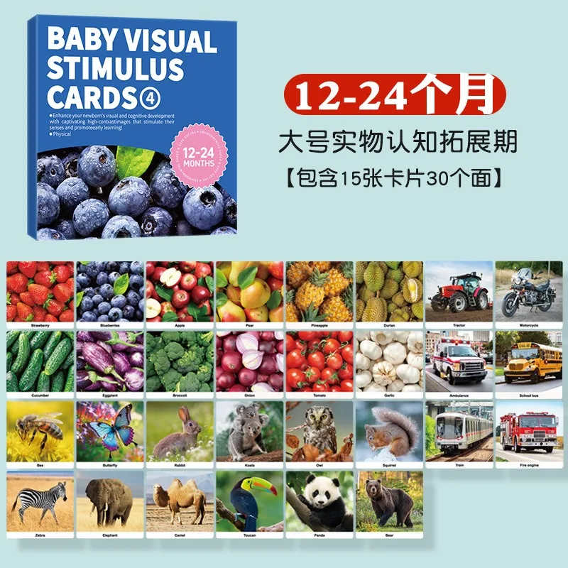 Baby Visual Stimulation Cards Montessori High Contrast Flash Card Infant Gift For Children Cognition Toy