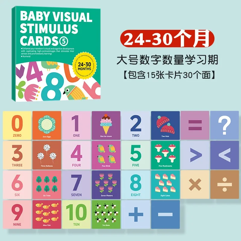Baby Visual Stimulation Cards Montessori High Contrast Flash Card Infant Gift For Children Cognition Toy